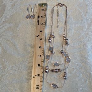 Ann Taylor Faux Rose Gold Necklace & Earring set
